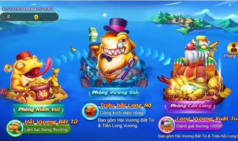 Bí Quyết Chinh Phục Royal Fishing Tại Gem88 Để Thắng Lớn 2 Các cấp độ phòng chơi trong game Bắn Cá Royal Fishing tại Gem88