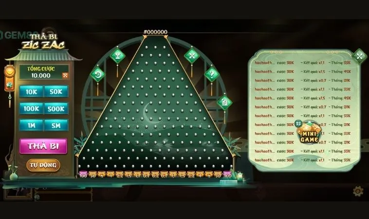 Giao diện chơi game nhanh ZicZac tại Gem88